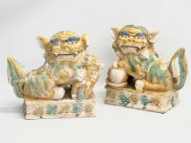 A pair of large 20th century Chinese hand painted Food Dogs. Circa 1920-1950. 32x16x31cm