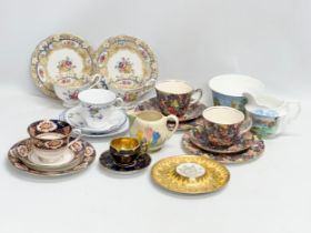 A good collection of late 19th and early 20th century cups and saucers. A late 19th century