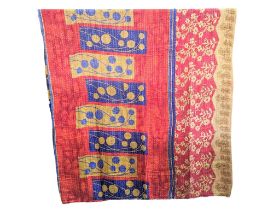 A large vintage Indian throw made from Sarees. 127x226cm