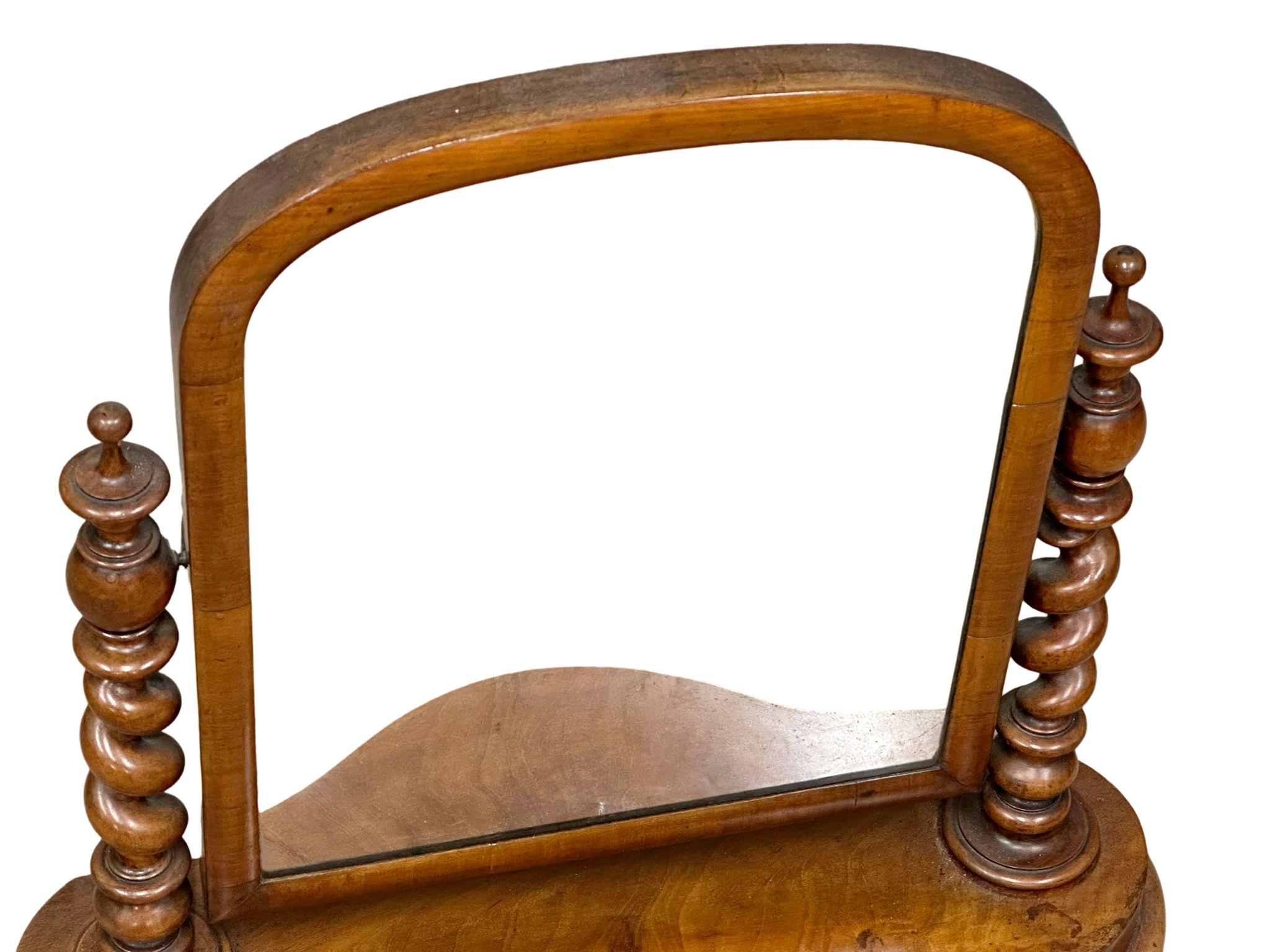 A Victorian mahogany dressing mirror with Barley Twist pillars. 70x70cm(2) - Image 3 of 3