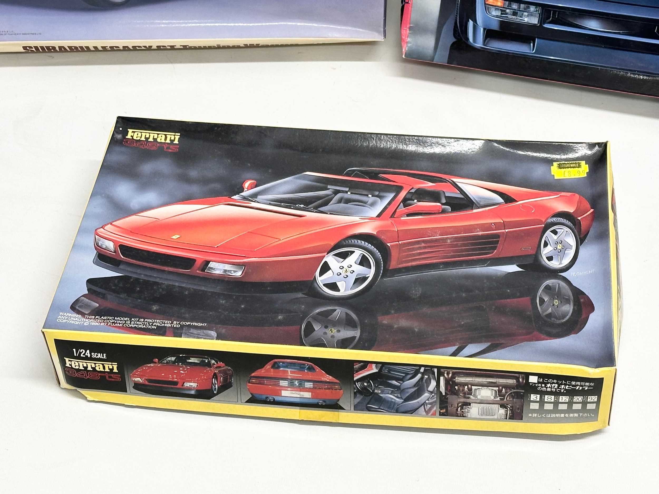 3 unused model car kits in boxes. Ferrari 348ts. Koenig Specials Comfort. Hasegawa Subaru Legacy - Image 2 of 7