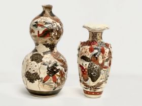 2 late 19th/early 20th century Japanese late Meiji Satsuma vases. A late 19th century double Gourd