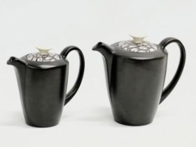 2 Poole Pottery ‘Black Pebbles’ teapots, designed by Robert Jefferson