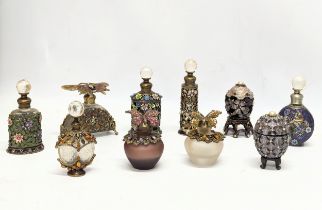 A collection of ornate scent bottles / perfume bottles.
