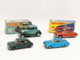 4 vintage Matchbox model cars.