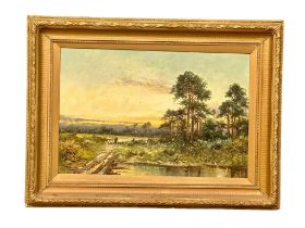 A large late 19th century oil painting on canvas. Signed E. Chamberlin. 75x50cm. Frame 101x76cm.
