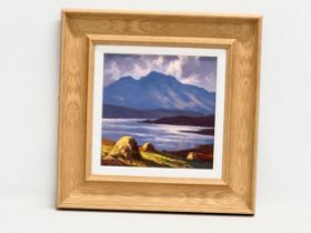 An oil painting on board by Donal McNaughton. 29x29cm. Frame 51x51cm