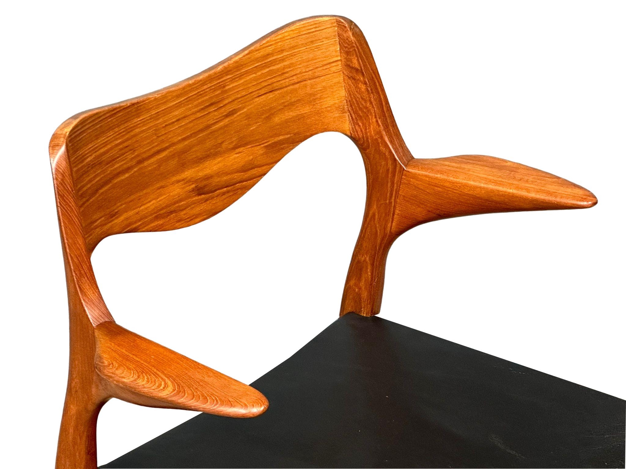 A pair of rare Danish Mid Century teak carver armchairs designed by Niels Otto Moller for J.L. - Image 3 of 12