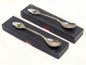 A pair of Dutch silver spoons in cases. 22.6g.