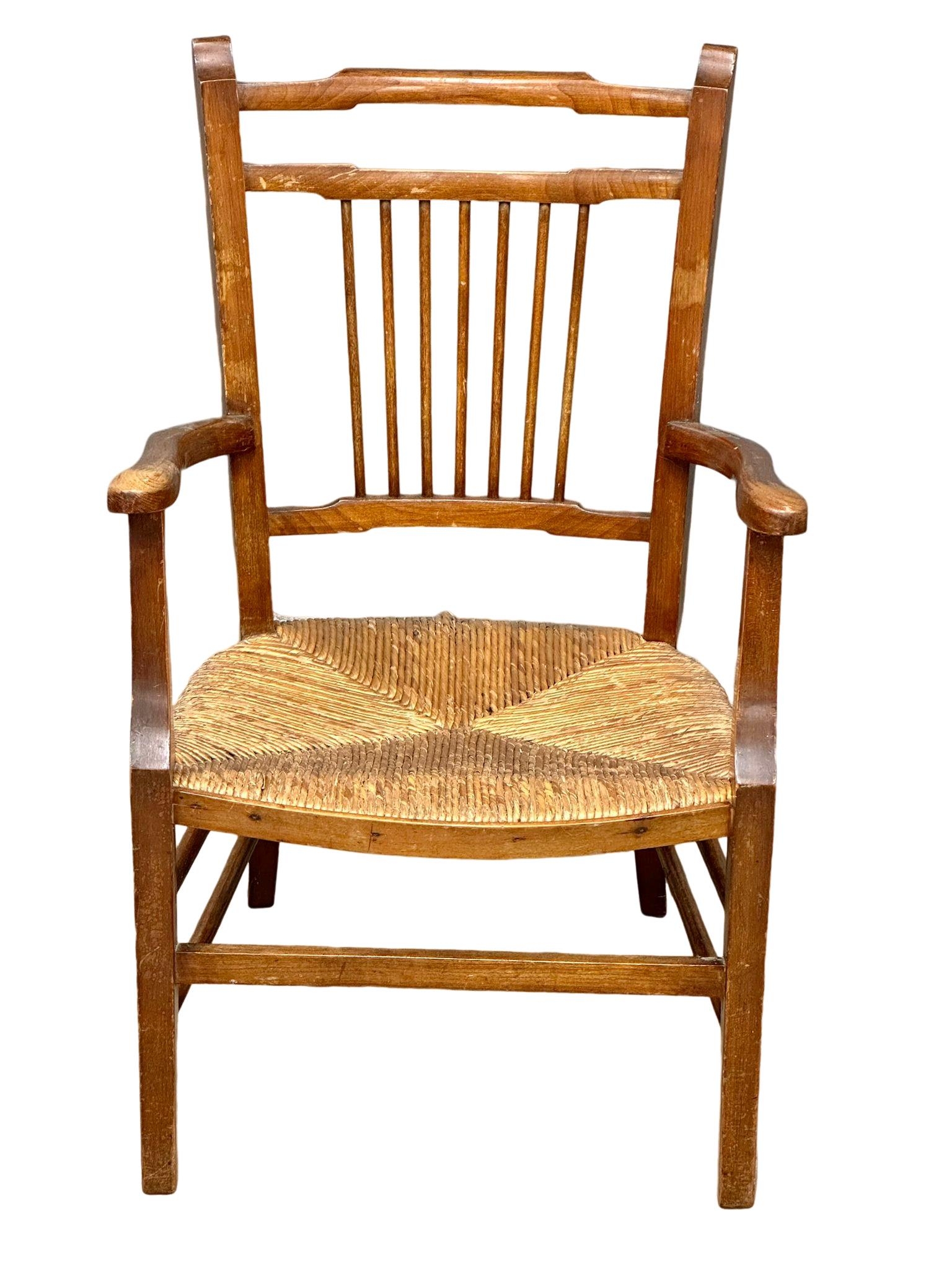 A near pair of early 20th century armchairs with rush seats. 51x46x80cm(3) - Image 6 of 6