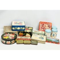 A collection of vintage tins. Biscuit tins, tobacco tins etc. 24cm. 22cm. 11cm