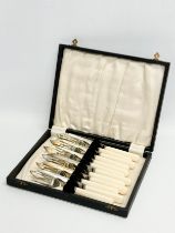 A set of early 20th century ornate silver plated cutlery in case by H. Fisher & Co. Circa 1929.