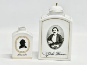 A Danish ‘Sophus Berendsen’ porcelain tea caddy by Bing & Grondahl, with an other Danish porcelain