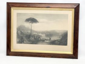 A large late 19th century ‘Childe Harold’s Pilgrimage’ rosewood and gilt framed print from the