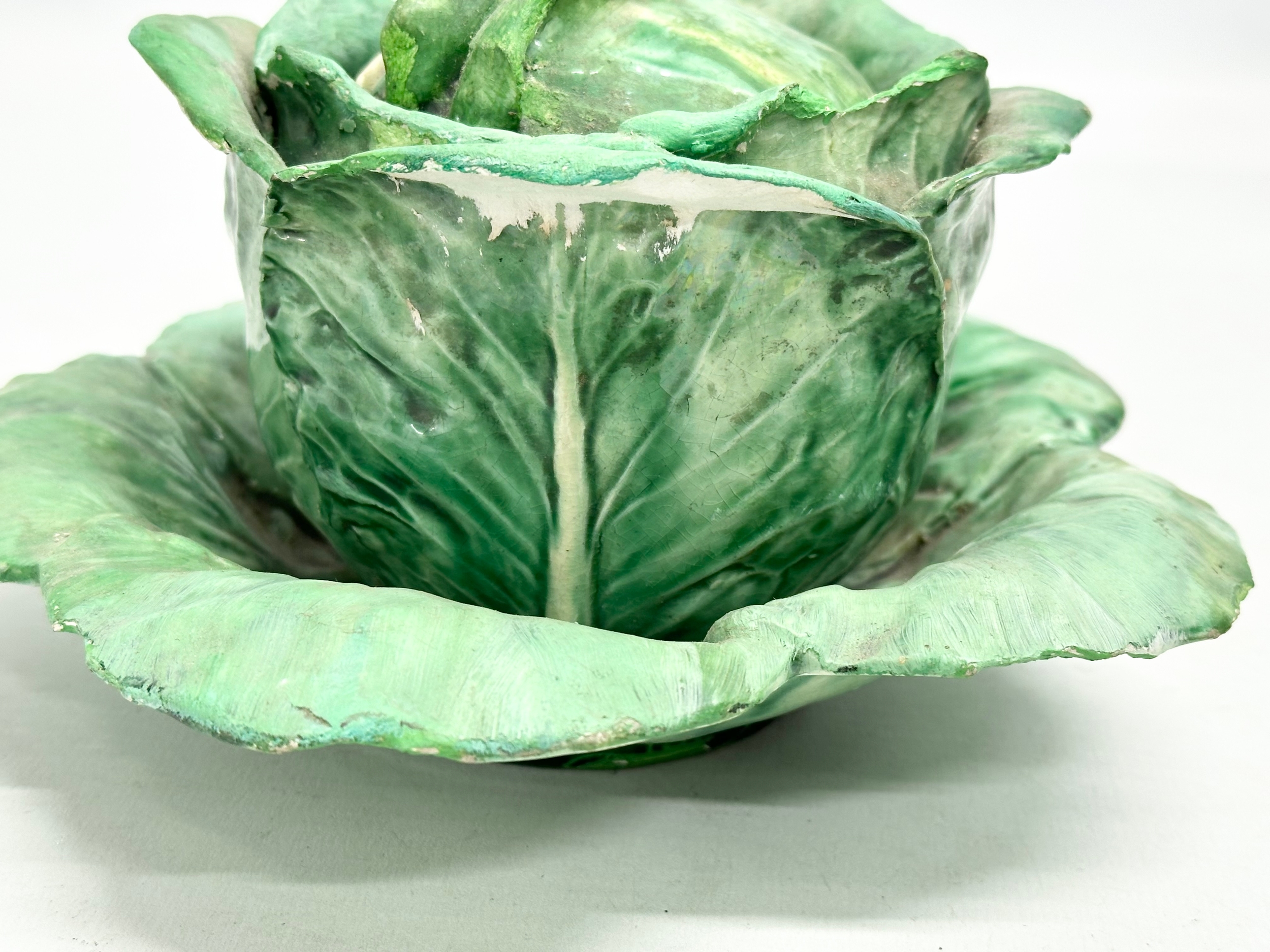 A rare glazed ceramic ‘Cabbage’ tureen with lid. Possibly by Dodie Thayer or Lady Anne Gordon. - Image 10 of 10