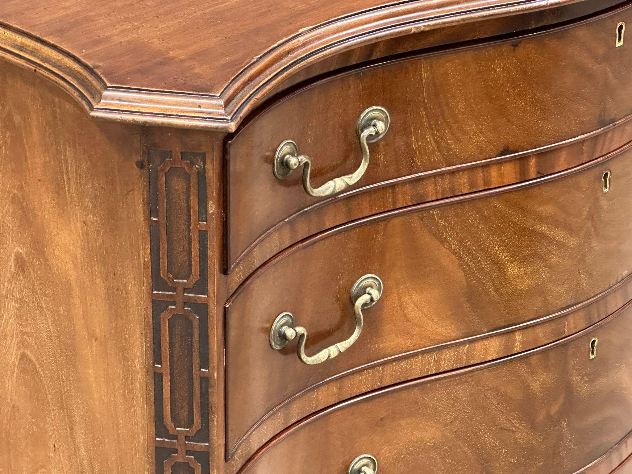 A good quality late 19th century Chippendale Revival mahogany serpentine front chest of drawers. - Image 9 of 22