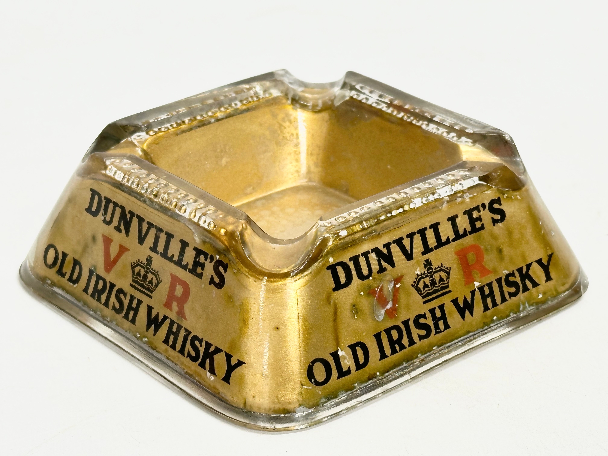 A rare Dunville’s Old Irish Whisky glass ashtray. 11.5x11.5x4cm - Image 2 of 6
