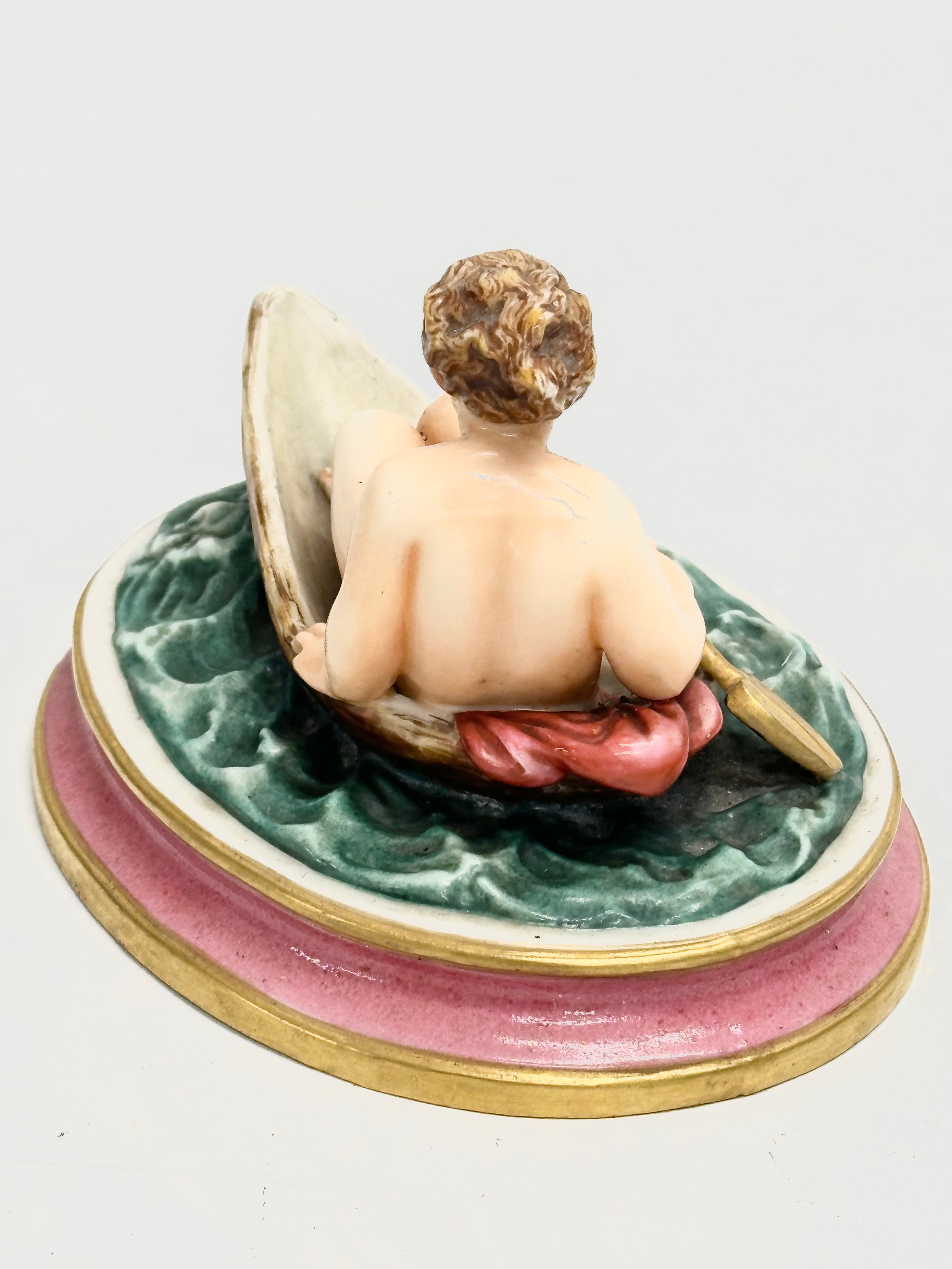 A rare 19th century Royal Worcester Nude Lady Rowing boat figurine. 12.5x10x8.5cm - Image 5 of 7