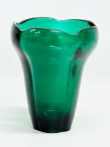 A mid 20th century Emerald Green vase. Probably by Sklo Union. 14.5x18cm