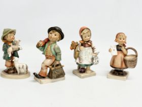 4 large West German M.J. Hummel Goebel Pottery figurines. Merry Wanderer 10x16cm. Weary Wanderer,