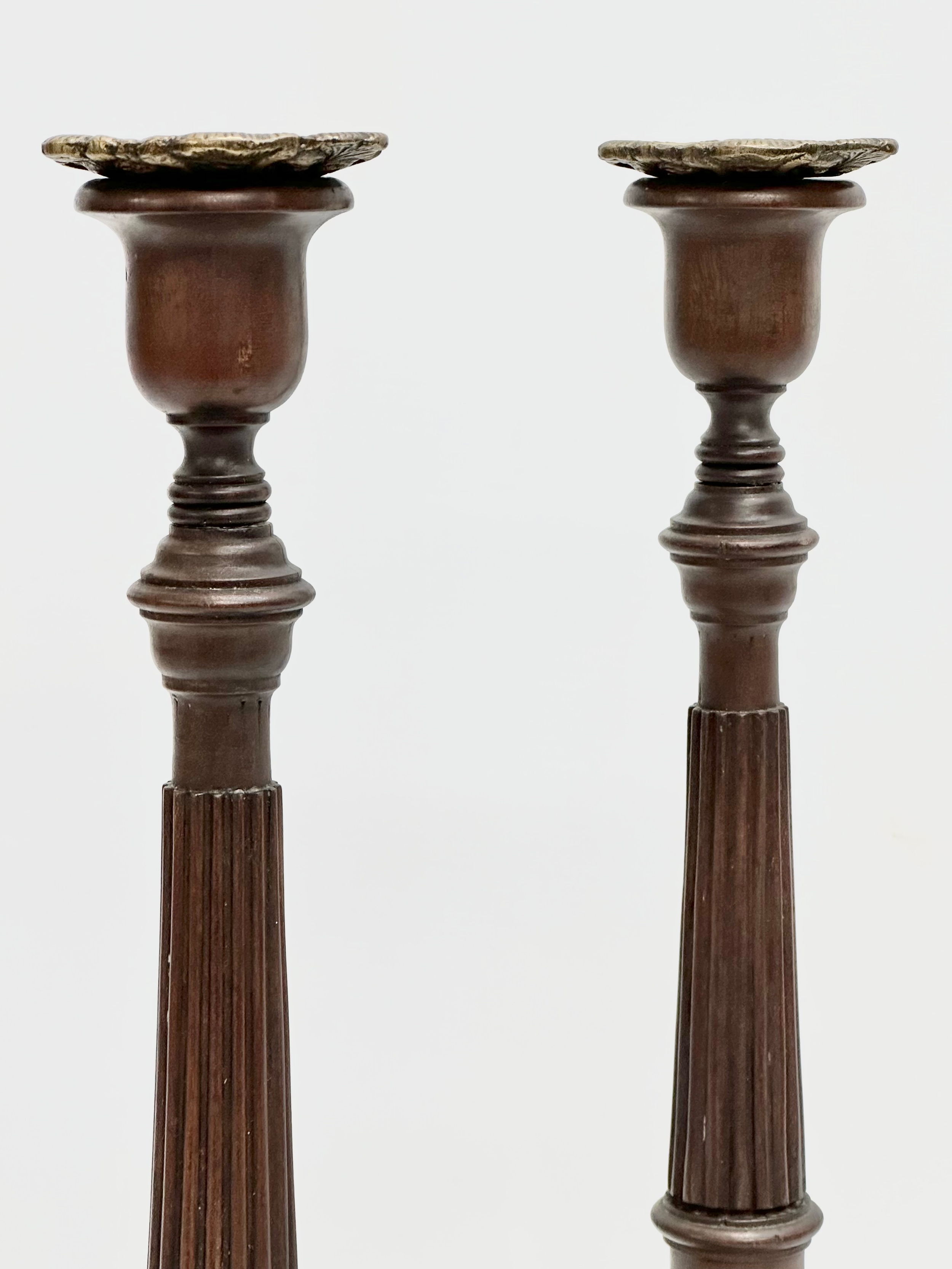 A pair of large excellent quality late 19th century George III style mahogany candlesticks. Circa - Image 4 of 9
