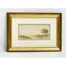 A watercolour by Roger Waring. 17x8cm. Frame 30x21cm