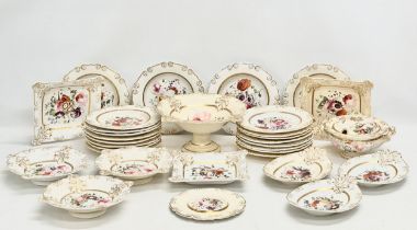 An early 19th century 32 piece dinner service. H & R Daniel/ Rockingham or Ridgway. Circa 1820-1840.