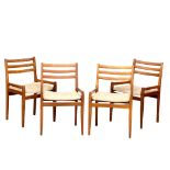A set of 4 Mid Century teak dining chairs.