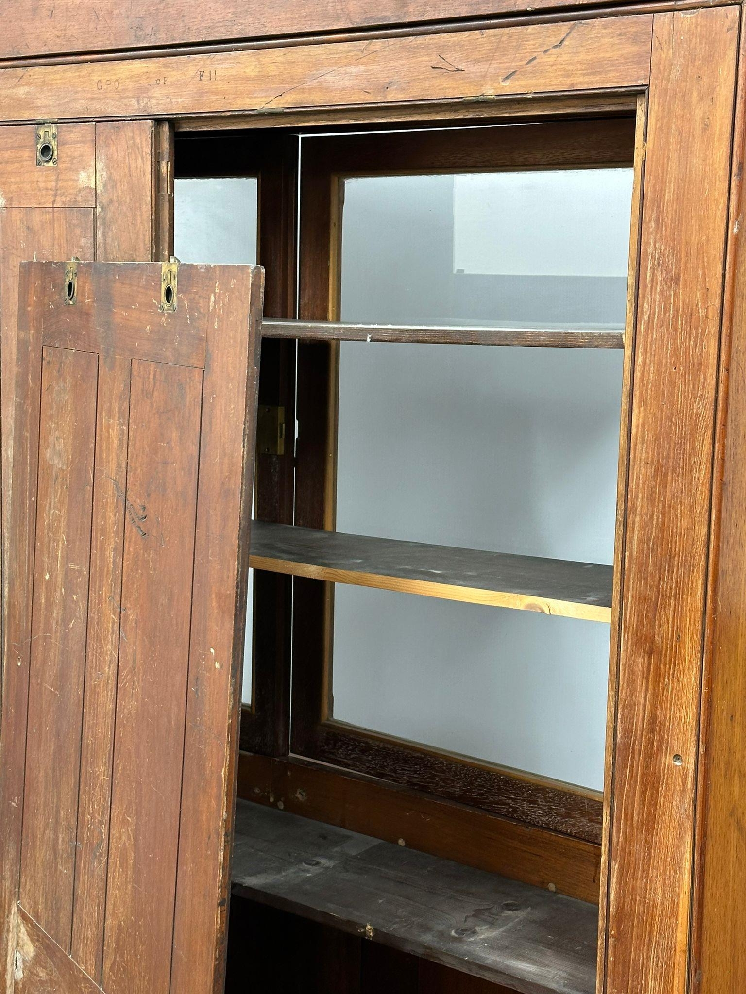 A large late Victorian post office cabinet, stamped GPO. 145cm x 46cm x 205cm - Image 8 of 14
