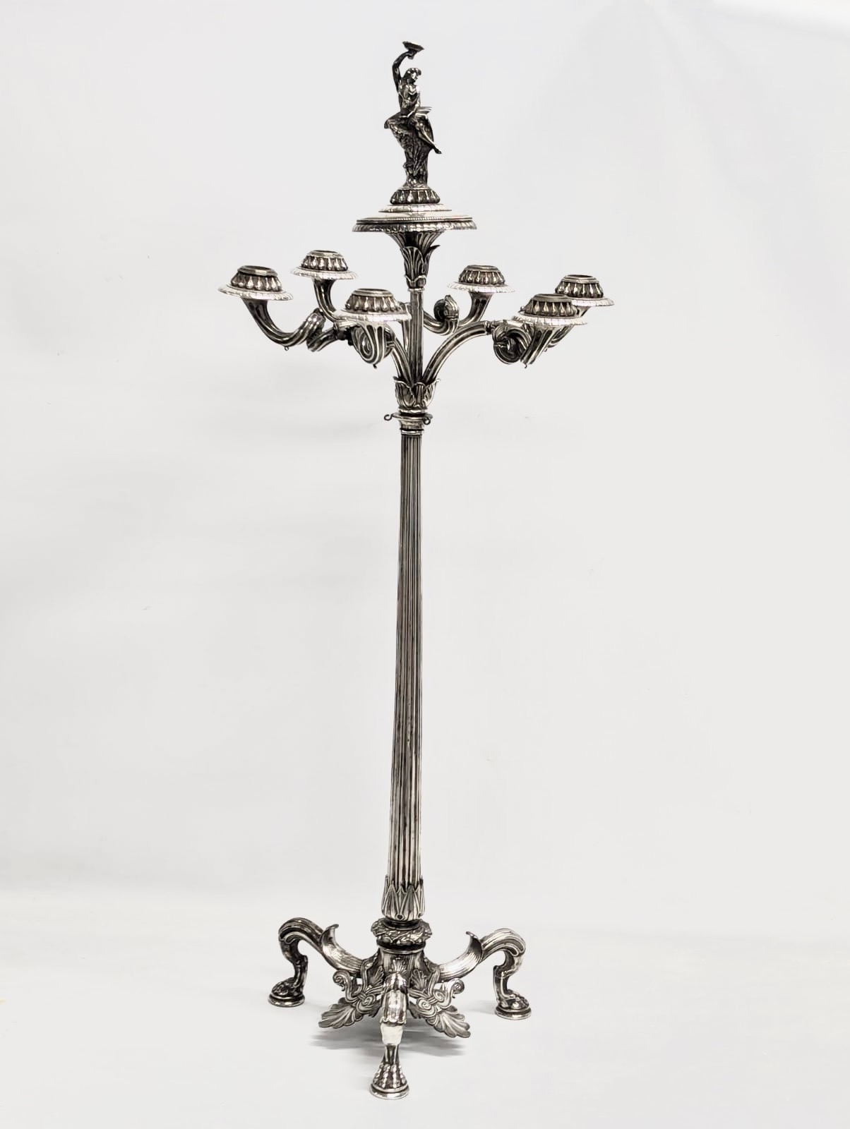 A large exceptional quality mid 19th century silver plated Neo Classical style candelabra, mounted