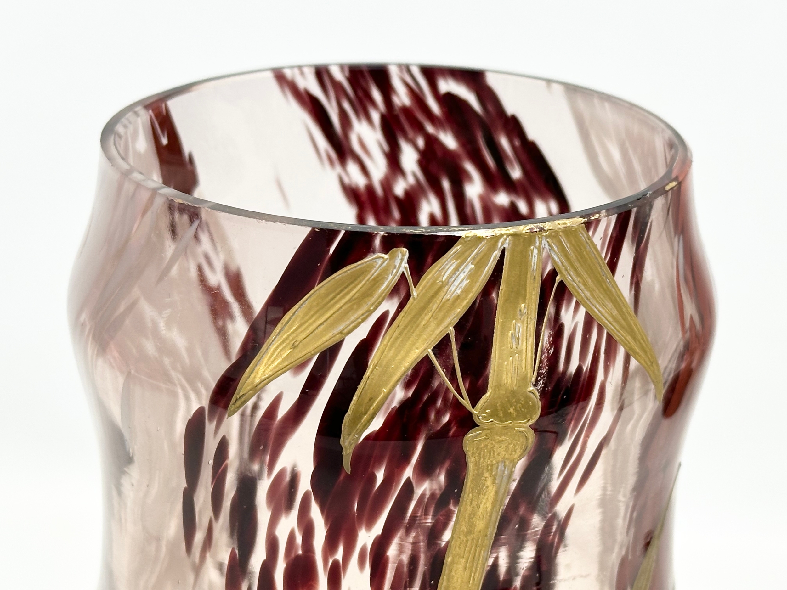 A rare Art Nouveau ‘Bamboo’ glass vase by Ernest Baptiste Leveille. Early 20th century. Circa - Image 3 of 4