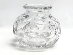 A large heavy ‘Bullet Hole’ glass vase by Webb Corbett. 21x19cm