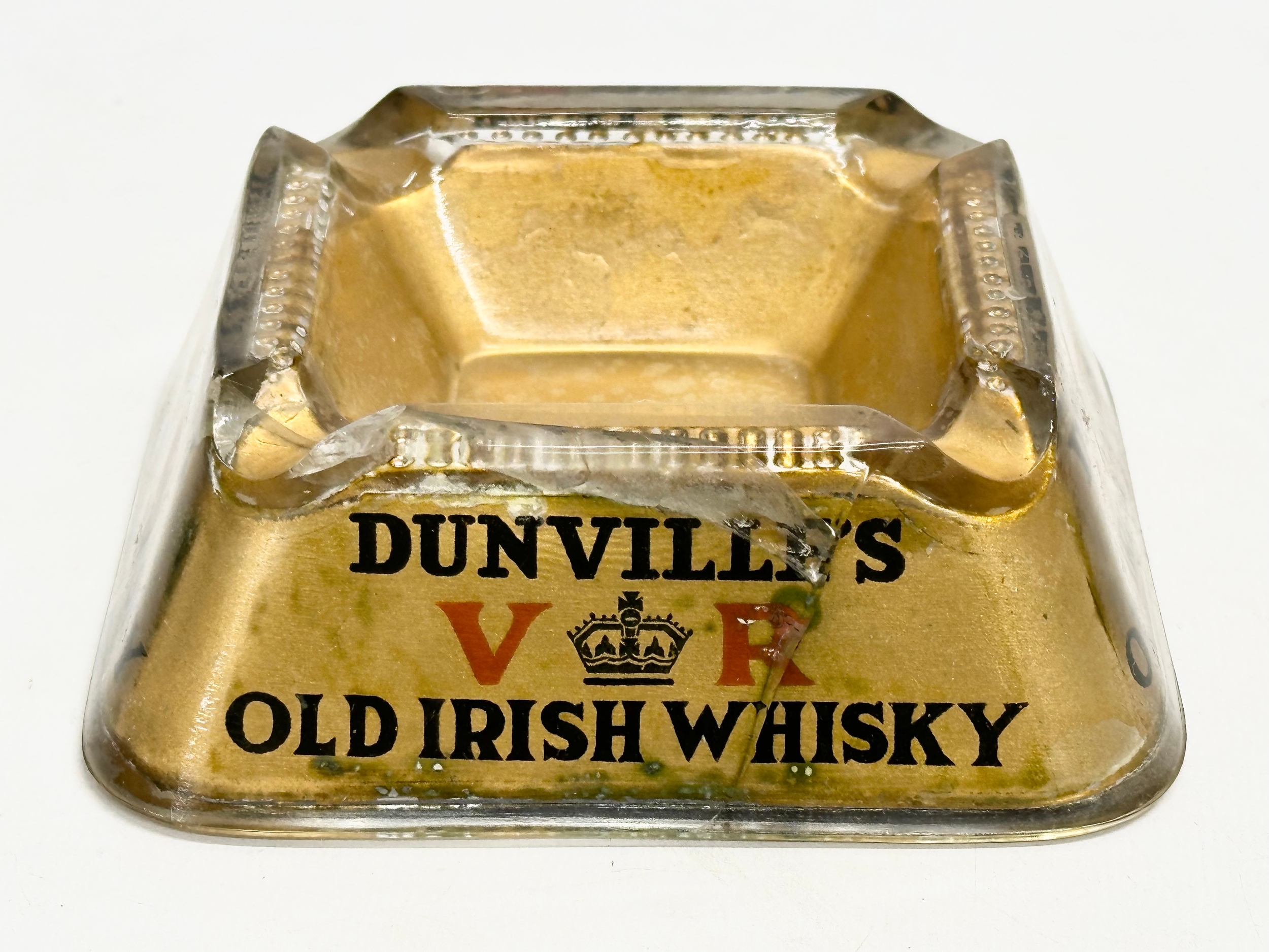 A rare Dunville’s Old Irish Whisky glass ashtray. 11.5x11.5x4cm - Image 3 of 6