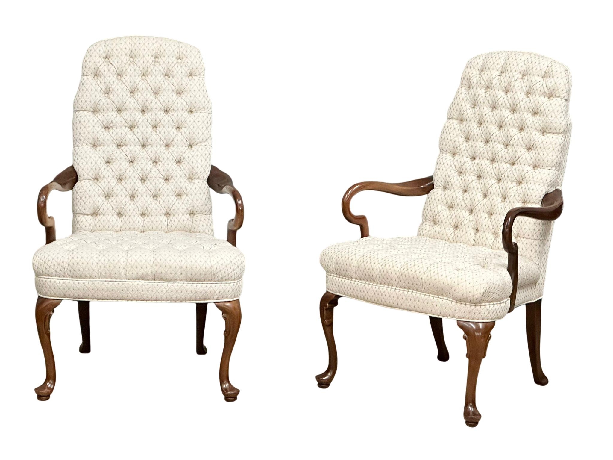 A pair of good quality George I style deep button back armchairs.(1) - Image 8 of 8