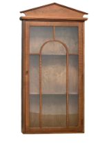 A Georgian style mahogany wall hanging display cabinet with astragal glazed door, 59cm x 16cm x