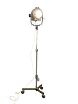 A large mid 20th century telescopic RRB stage light floor lamp. Working. Closed 137cm. Full extended