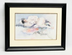 A large watercolour drawing by Barbara Ellison. 1993. 51x32cm. Frame 75x58cm