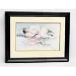 A large watercolour drawing by Barbara Ellison. 1993. 51x32cm. Frame 75x58cm