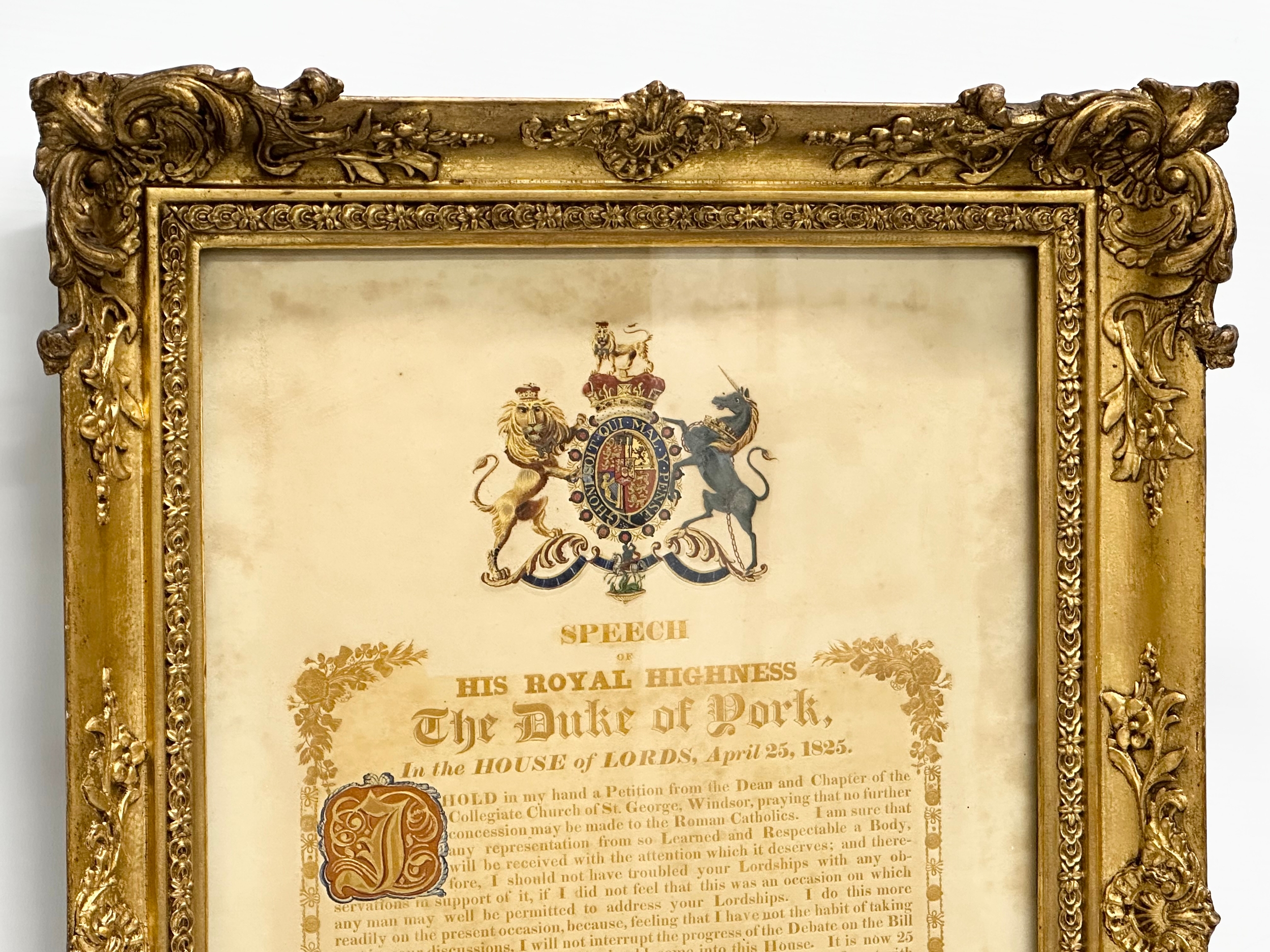 An early 19th century Speech of His Royal Highness Prince Frederick The Duke of York, in the House - Image 7 of 12