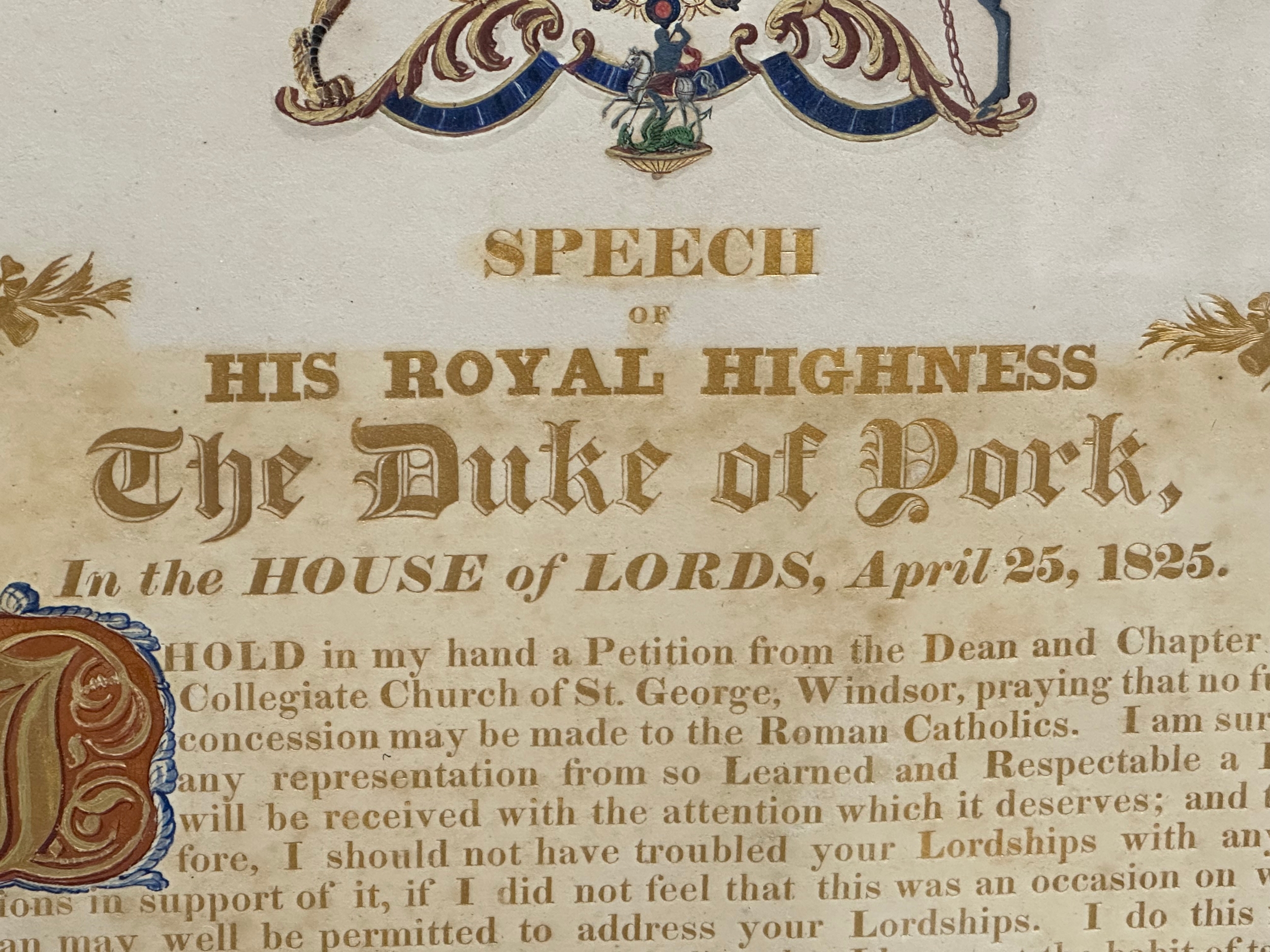 An early 19th century Speech of His Royal Highness Prince Frederick The Duke of York, in the House - Image 5 of 12