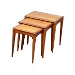 A good quality Mid Century teak nest of tables designed by Richard Hornby with glass inset tops.