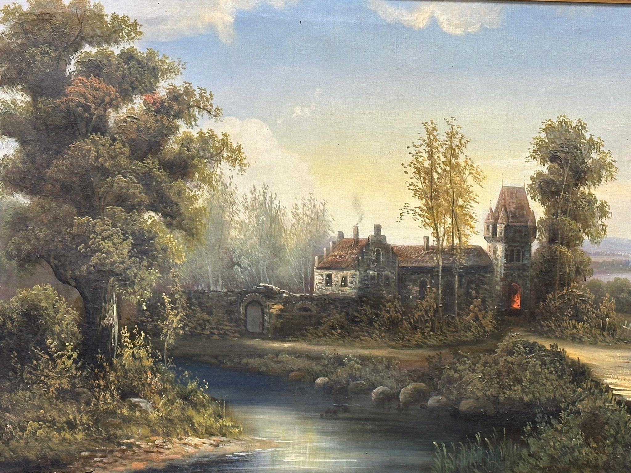 A large 19th century oil painting on canvas by A. Wilkow. Poland. 92x50cm. Frame 125x82cm - Image 4 of 12