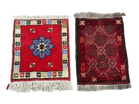 2 small vintage hand knotted Afghan mats.
