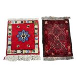 2 small vintage hand knotted Afghan mats.