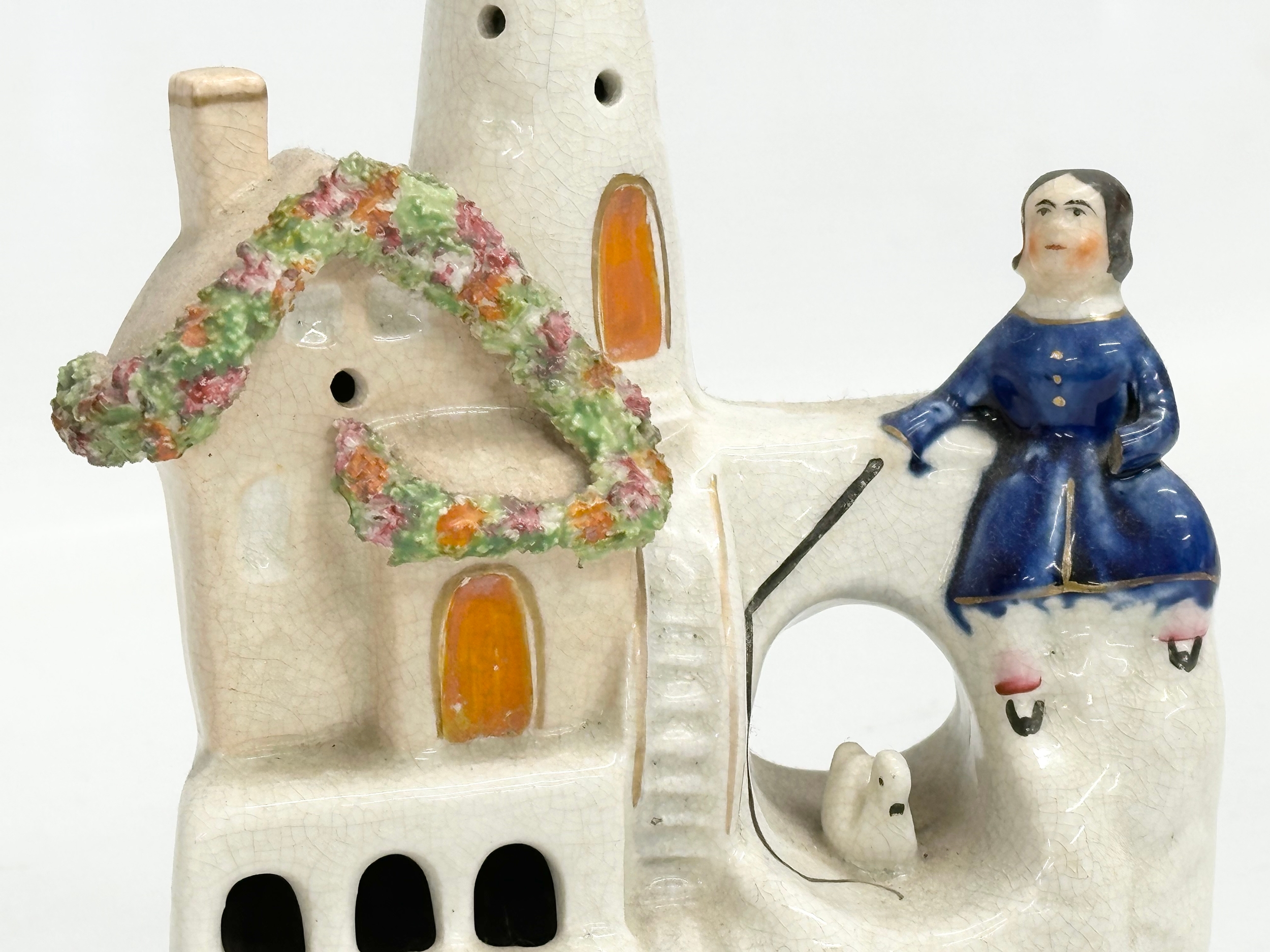 A mid/late 19th century Staffordshire ‘Waiting by the Lighthouse’ figure. 13x16cm - Image 2 of 3