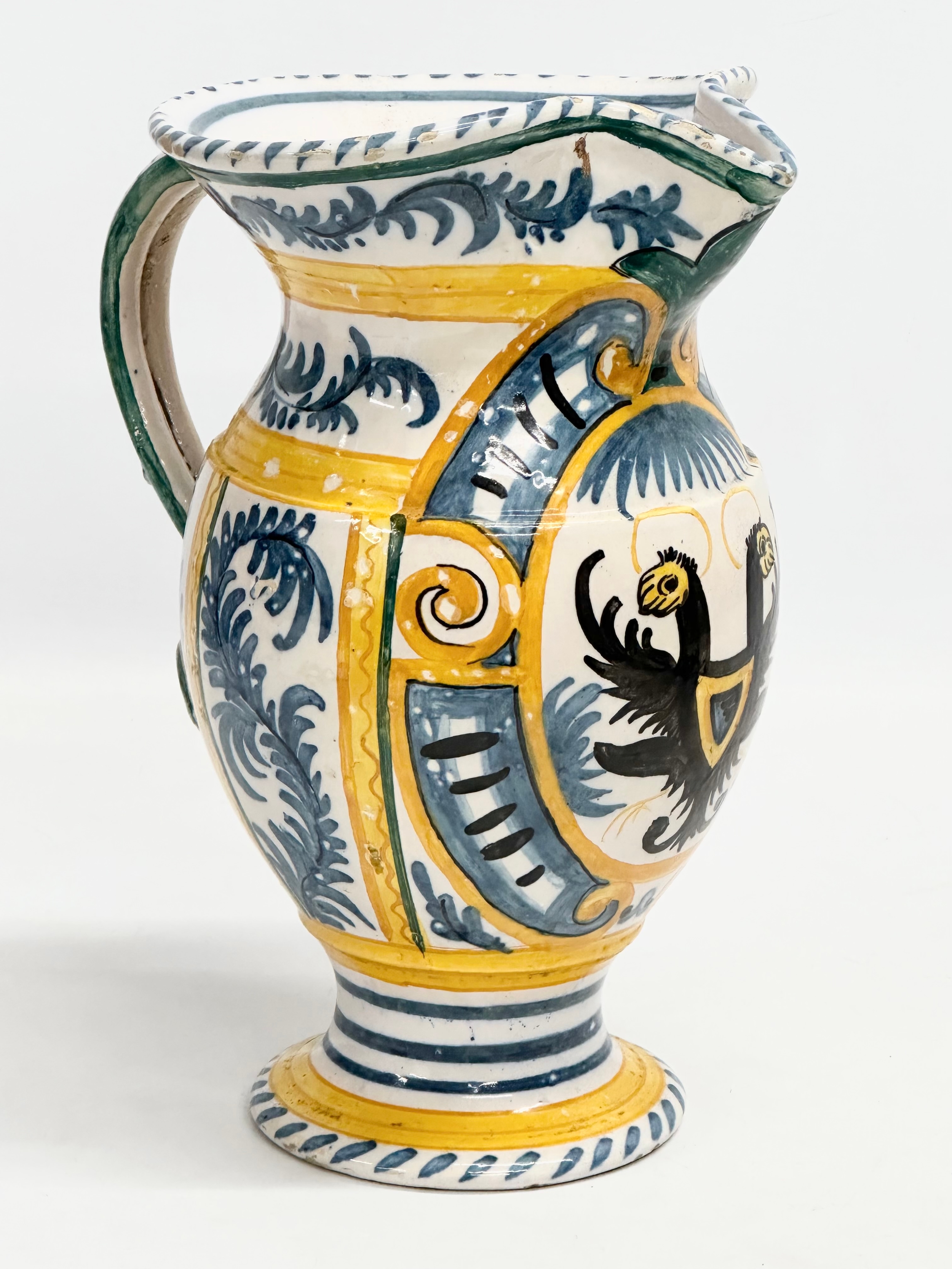 A rare late 18th/early 19th century Italian Majolica Pesaro Admiral jug. Circa 1780-1820. 19x15x23cm - Image 2 of 8