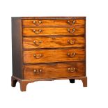 A good quality George III inlaid mahogany secretaire chest of drawers with original brass drop