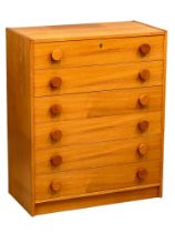 A Danish Mid Century teak chest of drawers. 76.5x40x93.5cm.