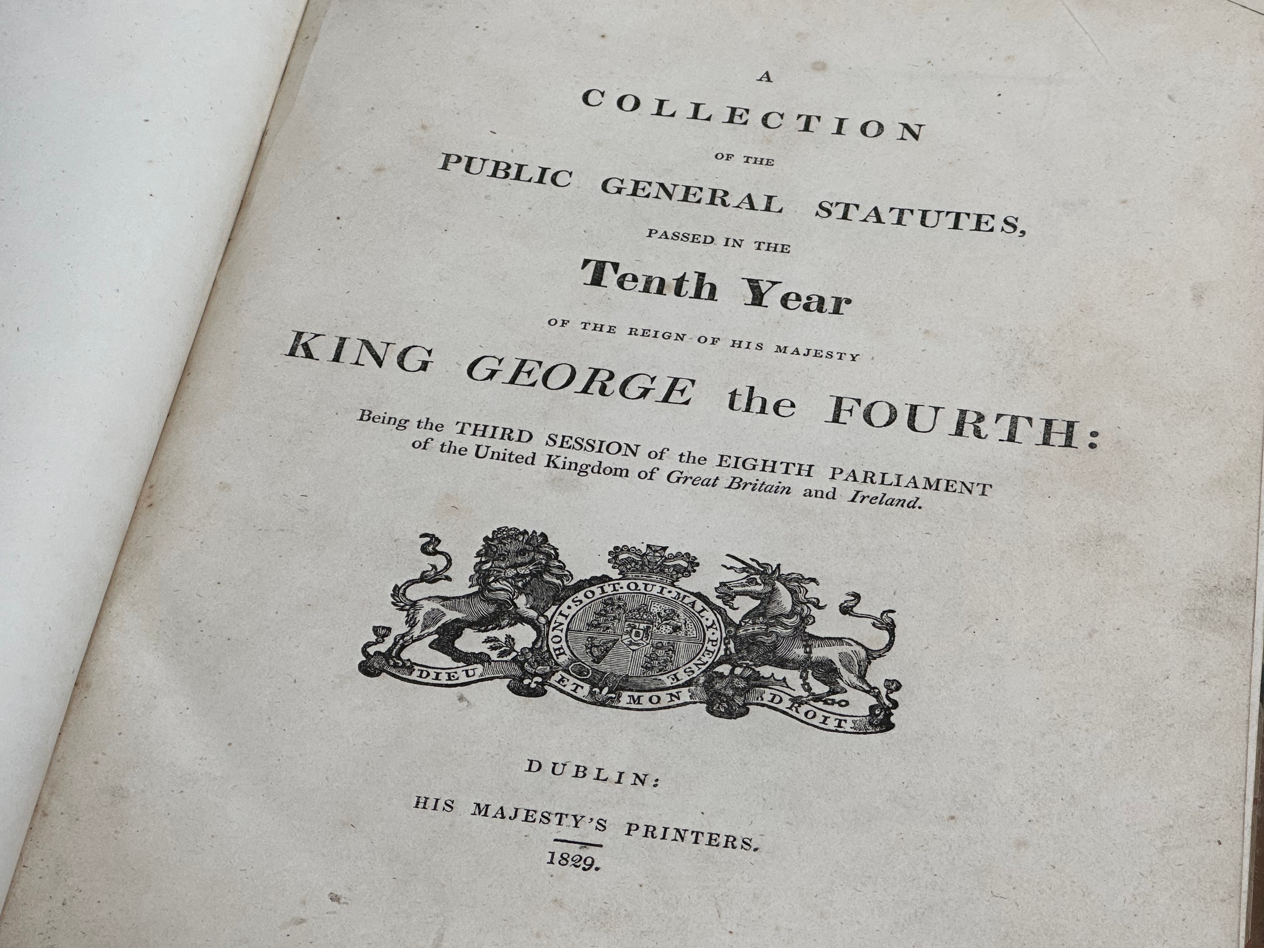 A collection of 19th century Statutes United Parliament leather bound books. George IV, William - Image 20 of 20