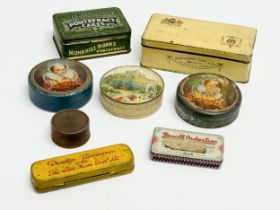 A collection of vintage tins. Wilkinson’s Pontefract Cakes, MacFarlane Lang & Co Biscuits, McVitie &